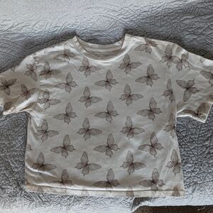 Kids White and Brown Graphic T-Shirt